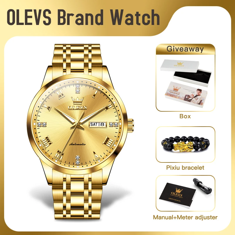 

OLEVS 7062 Mens Watch Luxury Original Business Brand Mechanical Watch Waterproof Watch For Men Date Week Display Mens Gifts ﻿