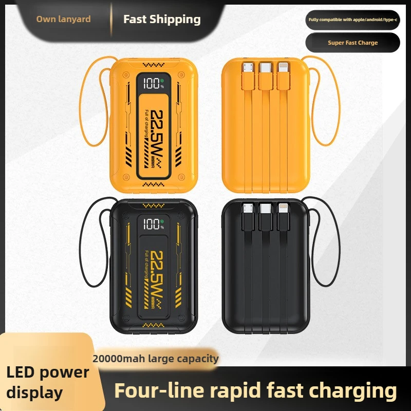 

Mech-style Large-capacity Power Bank with Built-in Cable 20000mAh PD22.5W Bidirectional Fast-charging Mobile Power Supply