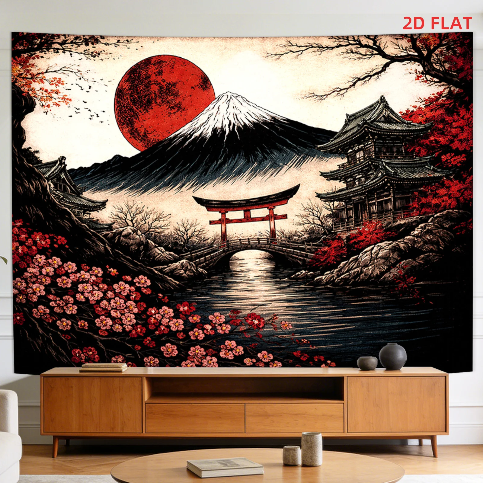 Home Decor Zen Style - 활기 넘치는 일본 후지 사쿠라 태피스트리
