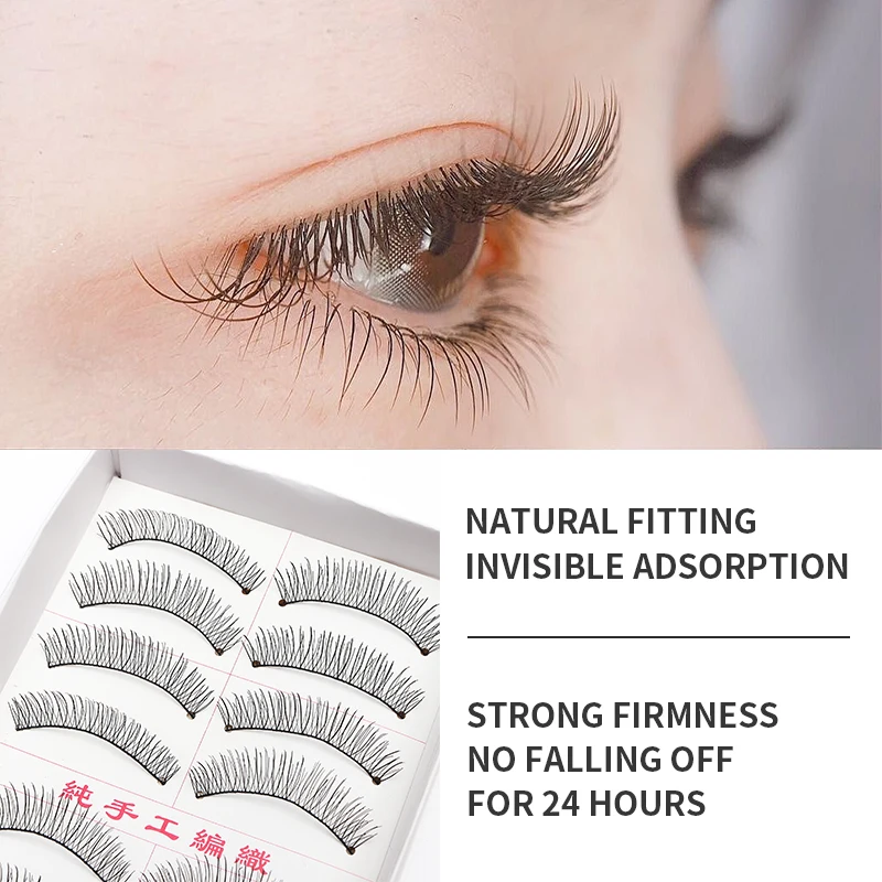 DINGSEN 10 Paar Natürliche Lange Wimpern für Make-up Weiche Kurze Vollstreifen-Wimpern Koreanische Handgefertigte 3D Beste Falsche Wimpern – Detail 5