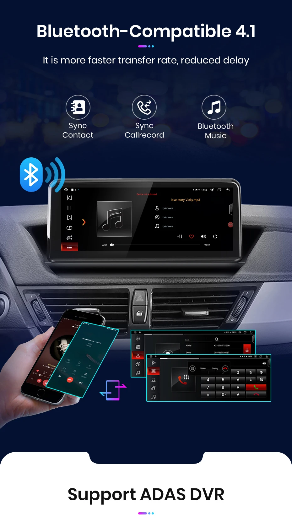 Junsun 10,25 Zoll Carplay für Apple Autoradio Multimedia für BMW X1 E84 2014-2018 Bluetooth Wireless Android Auto GPS Stereo – Detail 17