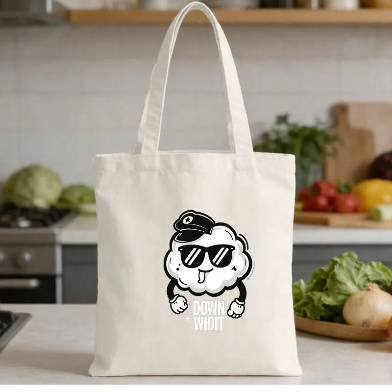 Trendy graffiti-style crossbody bag featuring a cloud and tongue-out sunglasses design，Street style cool shoulder bag，Korean-sty