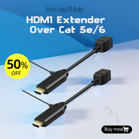 HDMI Extender to RJ45 Over CAT 5e/6 Network LAN Ethernet Cable Adapter 1 Pair HD Transmitter Receiver 1080P for HDTV