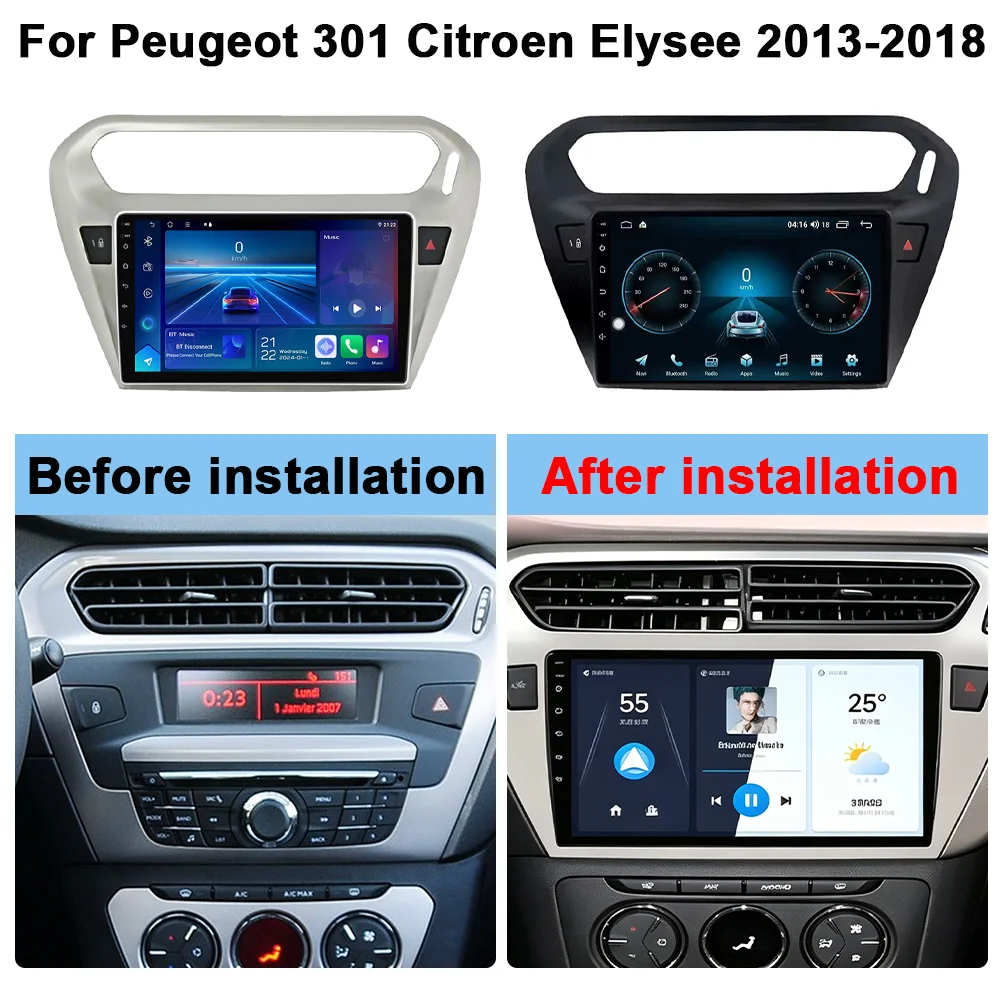Car Radio for Citroen Elysee Peugeot 301 2013-2018 Multimedia Carplay Player Stereo Auto Audio Headunit Android 9''  Head Unit