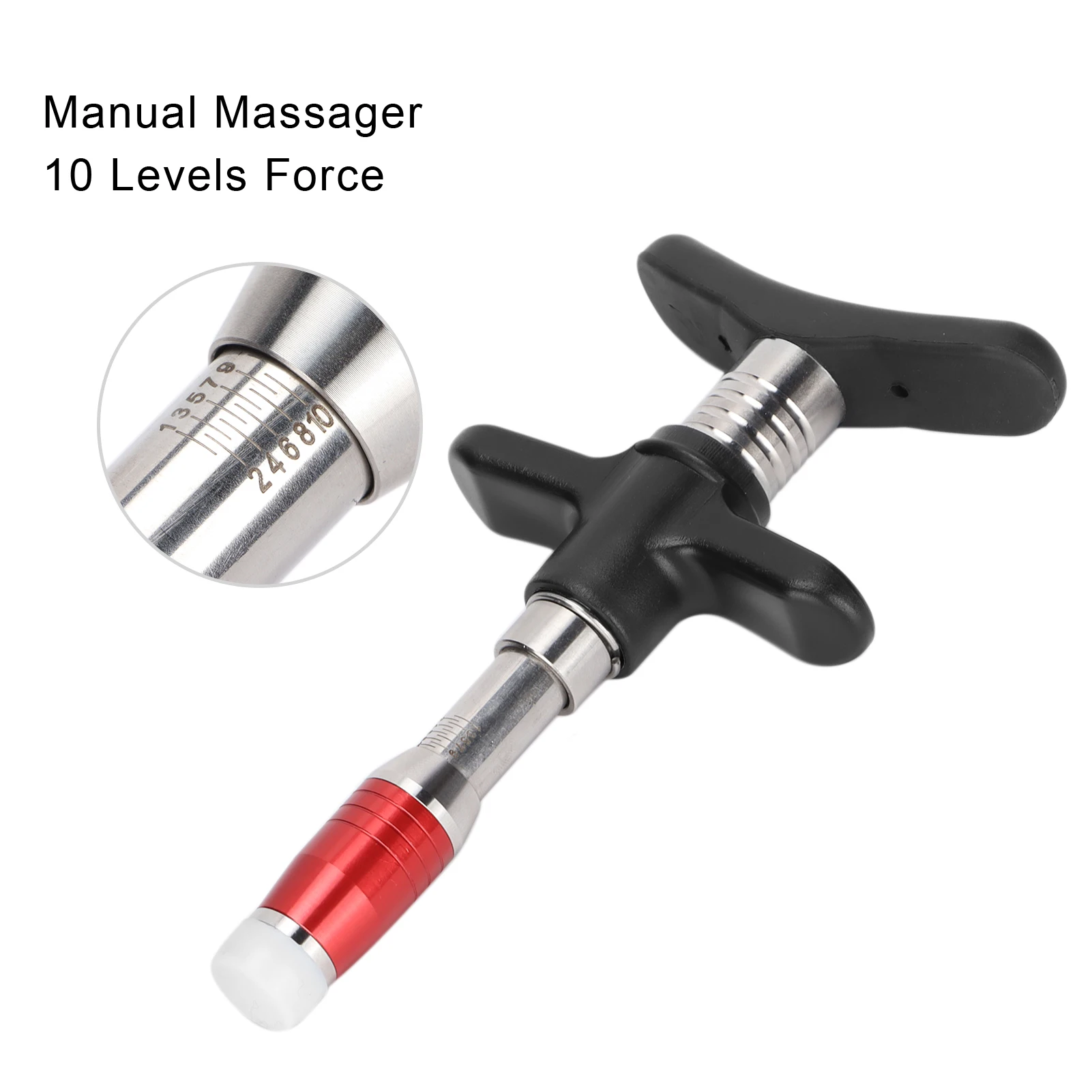 أداة ضبط تقويم العمود الفقري المحمولة لاسترخاء العضلات ، مدلك يدوي برأس واحد للعمود الفقري ، 10 مستويات