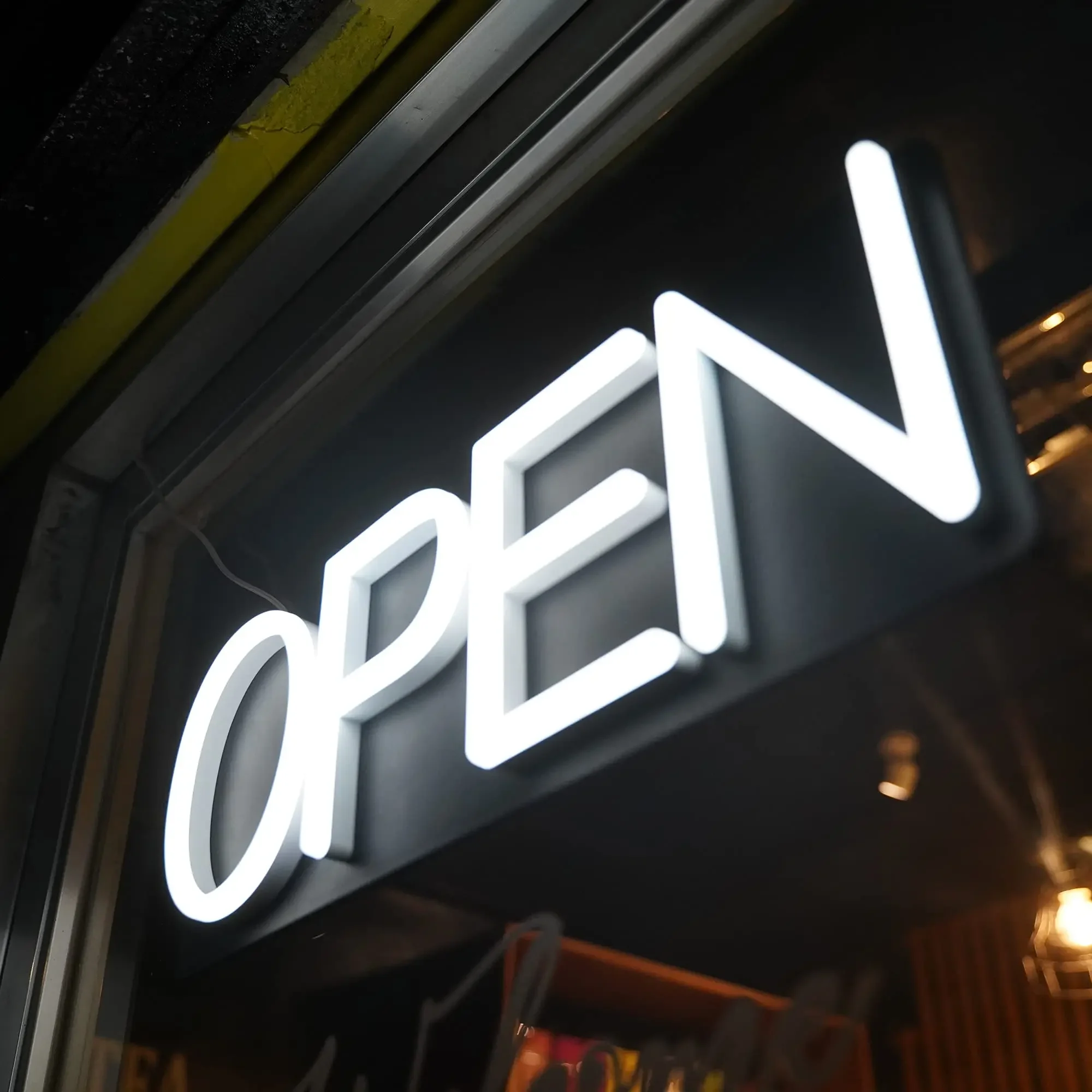 Imagem -01 - Logotipo do Negócio do Sinal de Néon Aberto Loja Nome Luz para Parede Neon Bar Sign Sinal Led Personalizado logotipo do negocio do sinal de neon aberto loja nome luz para parede neon bar sign sinal led personalizado 01