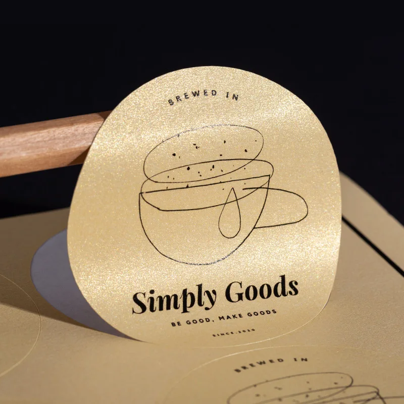 

Custom. Production of Gold Pearl Glossy Adhesive Labels, Advertising Stickers, Self-Printed Trademark Packaging QR Code Pri