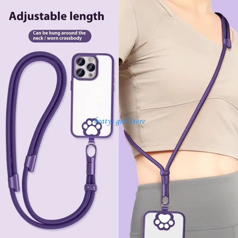 C7AB Adjustable Phone Lanyard With Anti Slip Clasp Polyester Strap For Neck Carry And Crossbody Use Universal Phone Holder