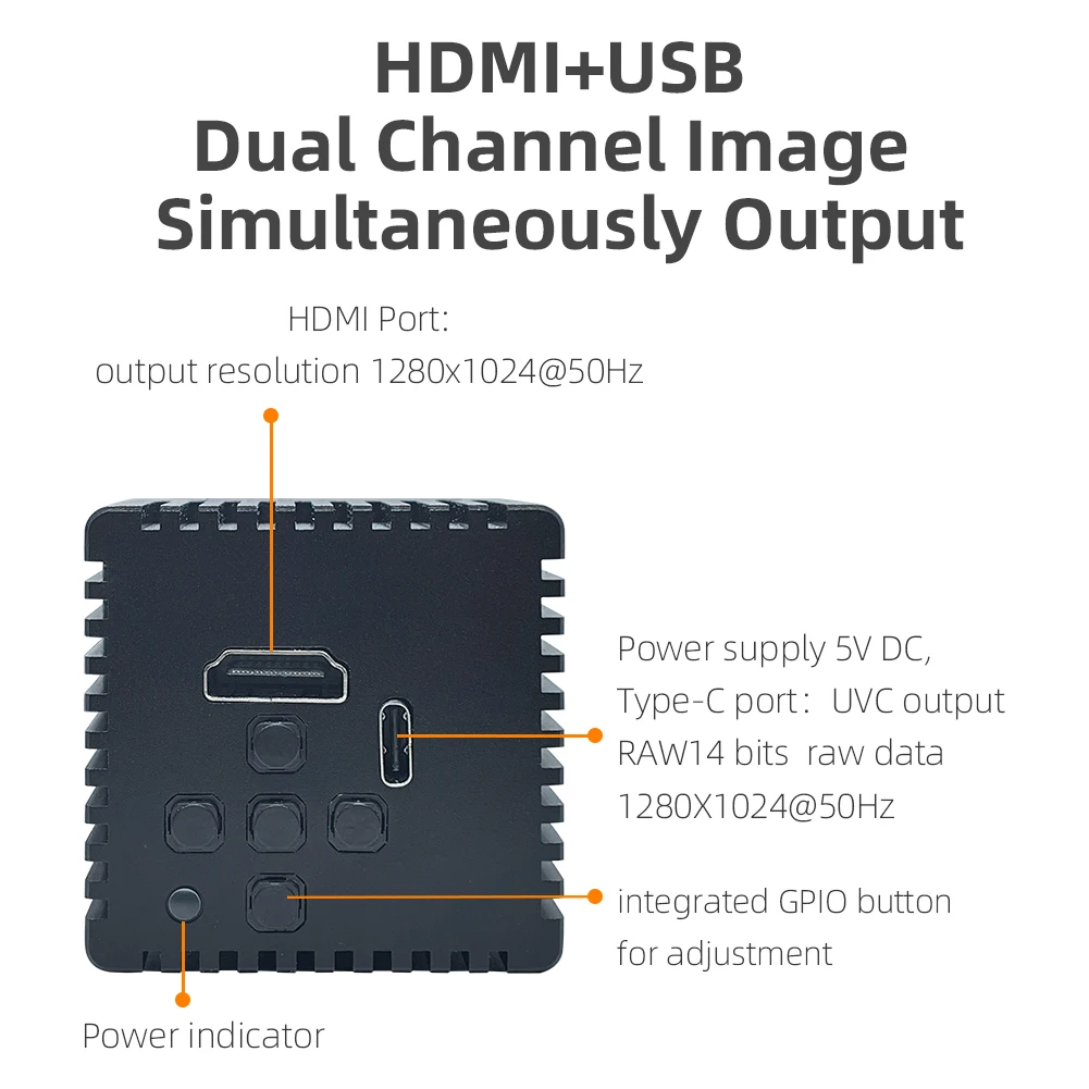 1280x1024 LWIR Тепловизионная камера Инфракрасная тепловизионная камера HDMI USB UVC Выход Неохлаждаемая ИК-тепленная камера для автомобиля