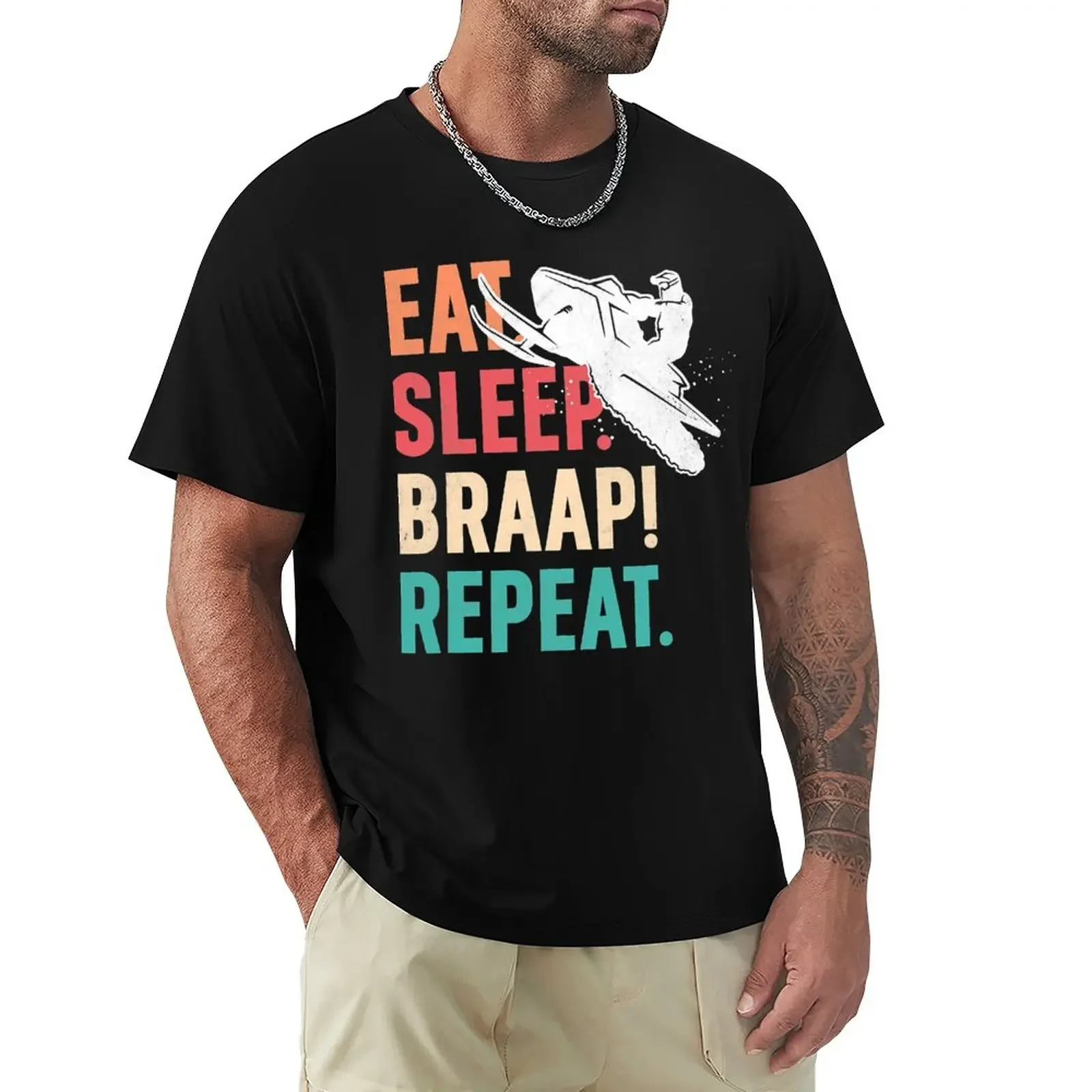 Eat Sleep Braap Repeat Funny Snowmobile Vintage Snowmobiling T-Shirt T-Shirt animal prinfor boys mens graphic t-shirts pack