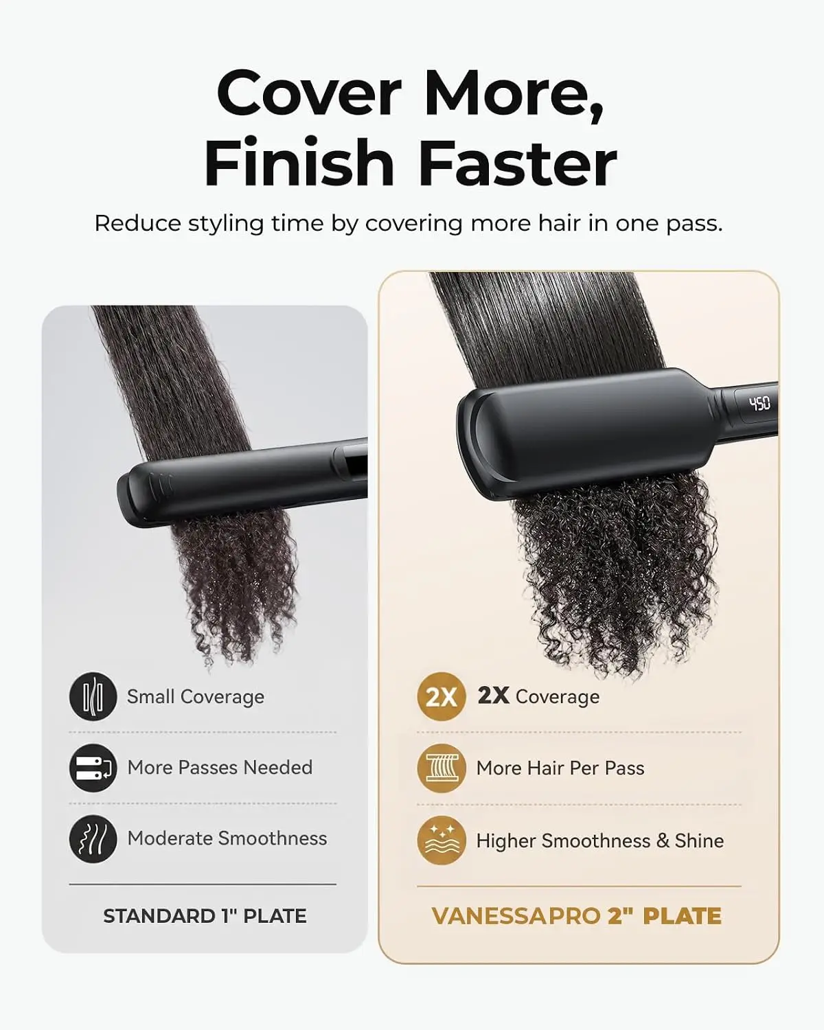 Titanium Flat Iron: Hair Straightener for Thick Hair, 2-Inch Wide Plates, Fast & Smooth Styling view 4