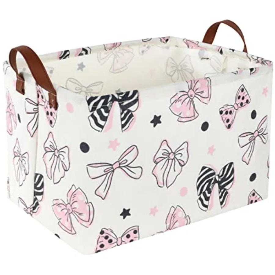 Rectangular Pink Basket, Mother's Day Basket, Storage Baskets Organizer with Handles for Room Decor, Gift Bins
