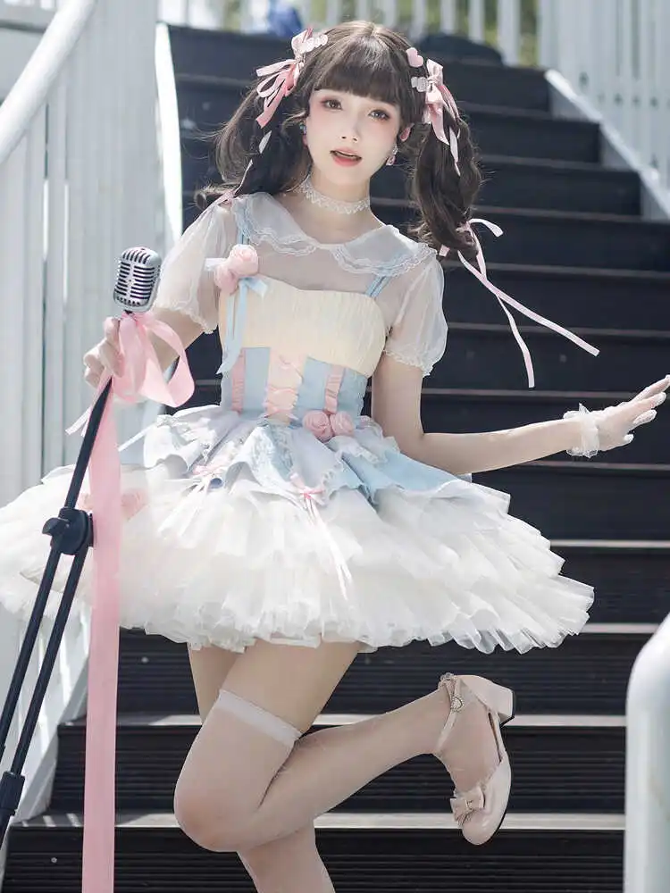 

Lolita Dress Sweet Cute Girl Suspender Skirt Short Summer