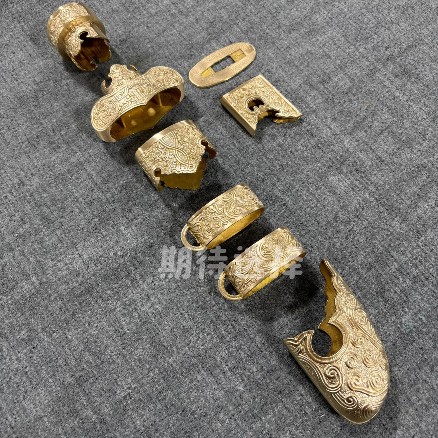 Complete Set of Bright Brass Copper Sword Fittings Accessories for Chinese Black Gold Ancient Dao Sword