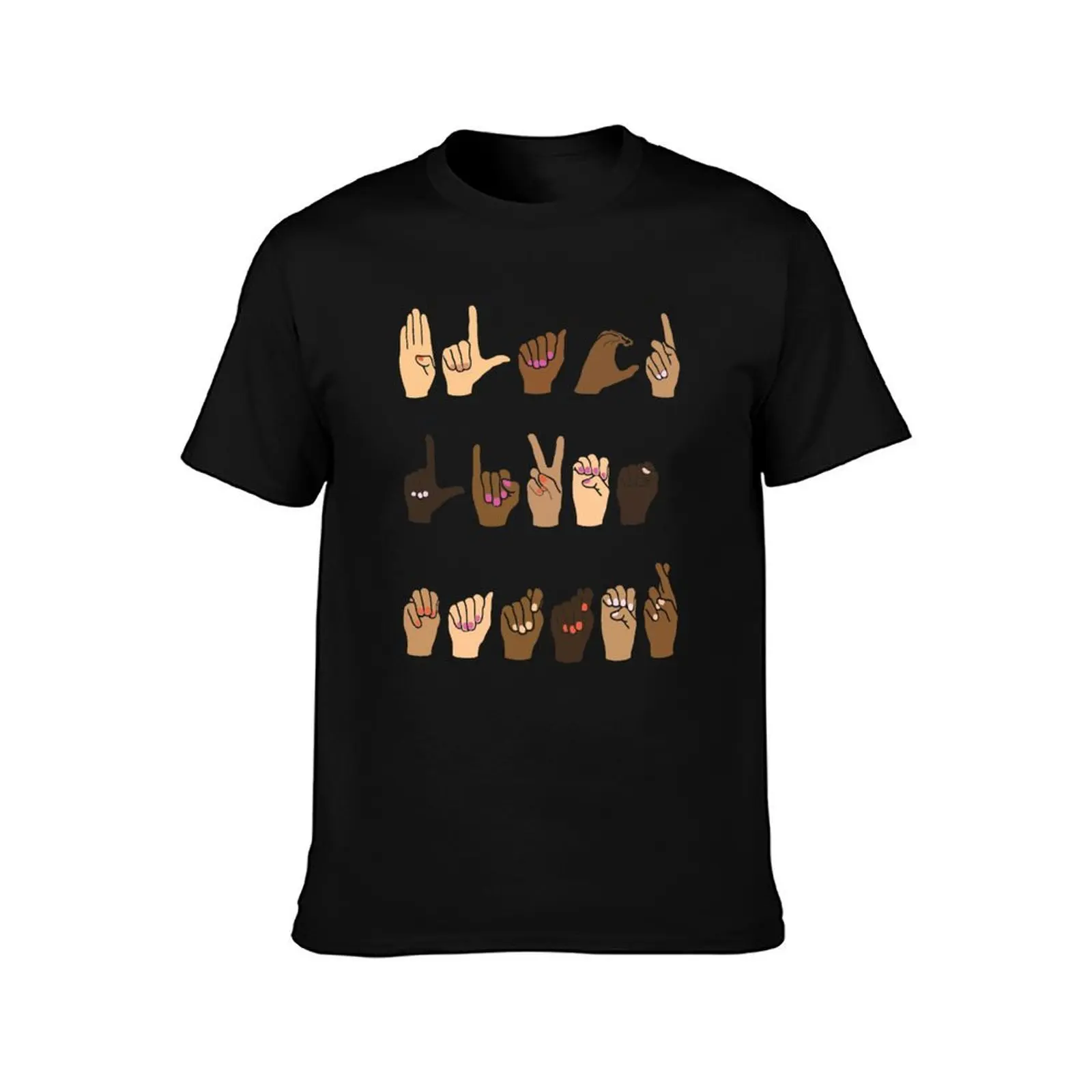 Black Lives Matter Sign Language Brown Skin T-Shirt Basic Solid Color Casual Tee Shirt