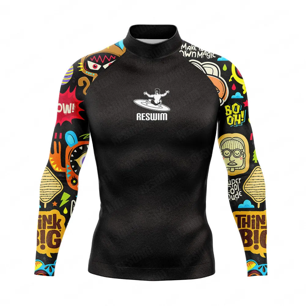 

Summer Mens Surfing Diving UV Protection Swimwear Long Sleeve Rash Guard Surf Shirt Swimming Tight T-Shirt Rashguard Gym Clothes