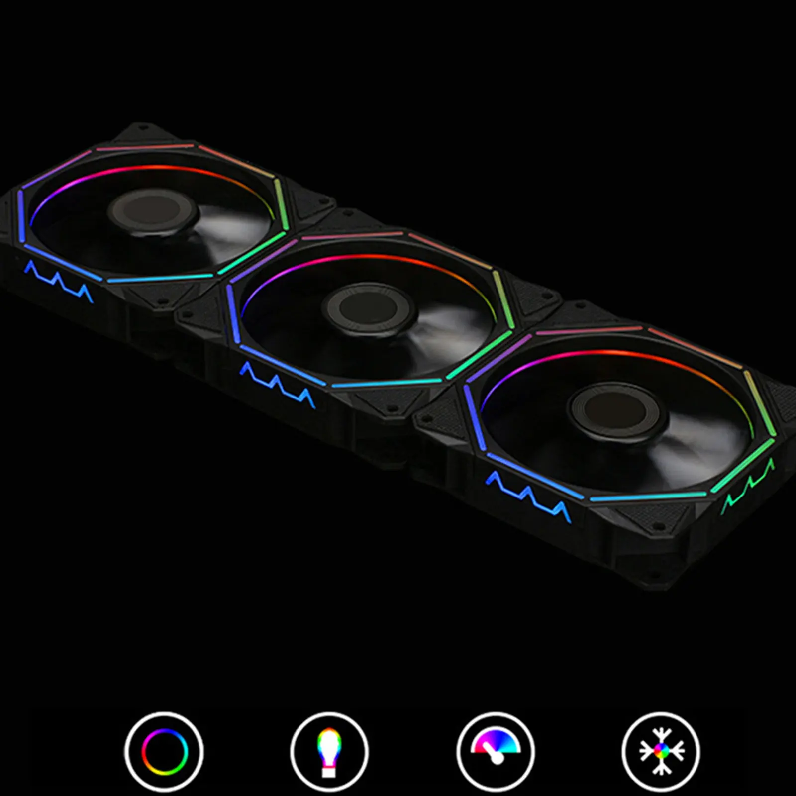 

Computer Cooling Fan 12Cm Argb Double Light Effect Desktop Chassis Cooler High Airflow Silent Computer Radiator Pc Cooling Fan