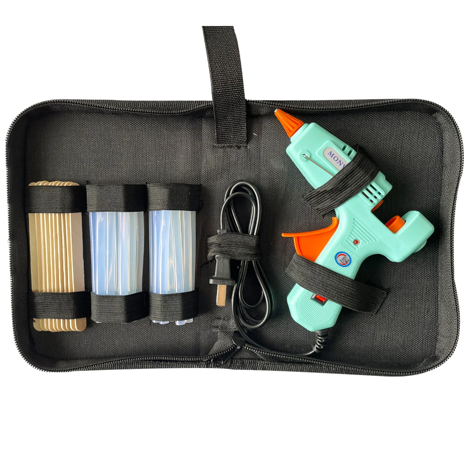 Portable Protection Carry Case Bag for hot melt glue gun，Glue Sticks, Craft Sticks, Zipper Enclosure,  Black Handbag Universal