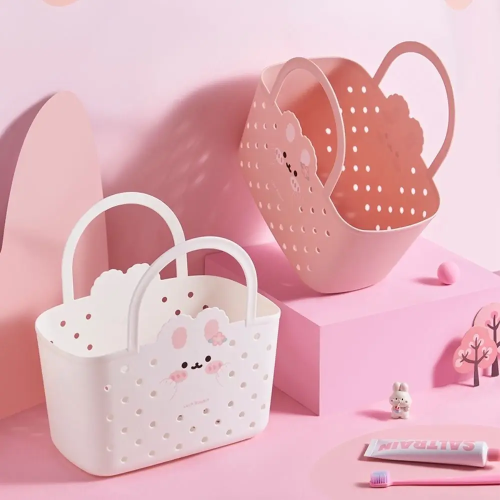 

Large Capacity Bath Basket Soft Material Advanced Design Storage Basket Drainable Design Drainage Basket Toiletries Organizer