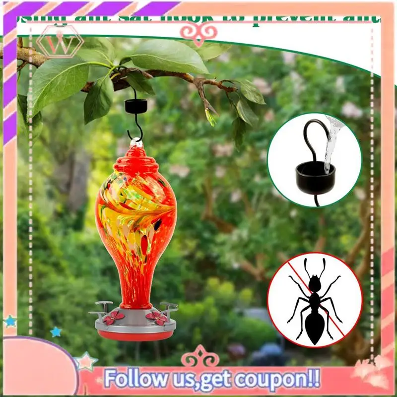 

Upgraded Glass Bird Feeder, Painted Glass Feeder, Hand Blown, Leakproof, Easy To Clean, Rustproof