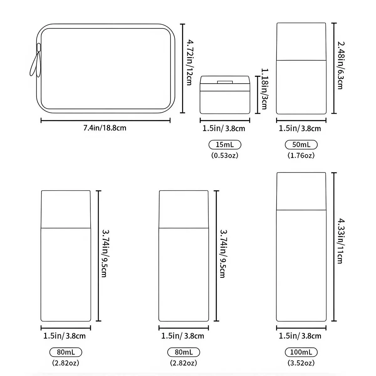 Kosmetik Split Bottle Reise-Set, Schlauchflasche, Wasch- und Make-up-Tasche, tragbar, Flugzeug-Split-Flasche, Reise-Set