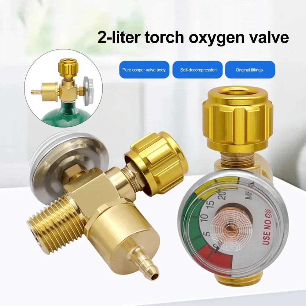 Soldagem Torch Válvula de Oxigênio para Refrigeração Cilindro de Aço Handheld Switch Valve Todo o Cobre 2l