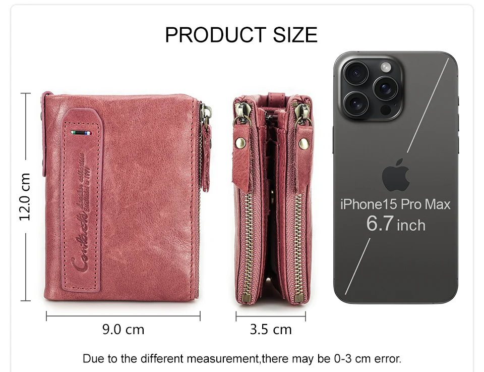 CONTACT'S Damen Echtleder-Geldbörsen Frauen Bifold Luxus Retro Hochwertige Fotofächer Kartenhalter Reise Dating Geschenk Münzbörse – Detail 22