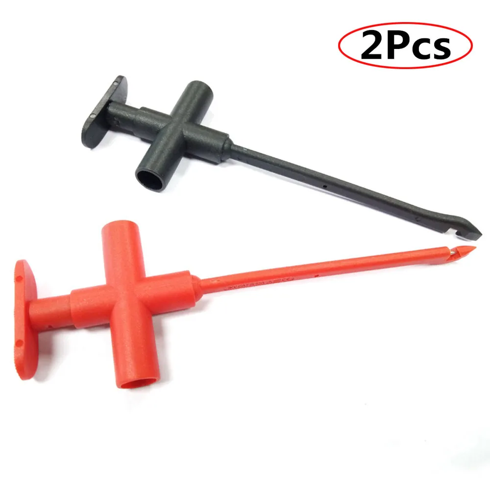 2Pcs Insulation Puncture Probe Auto Repair Multimeter Test Clip Spring Loaded Puncture-free Test Probe Pluggable 4mm Banana Plug