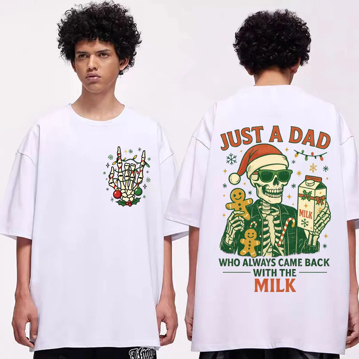 

Funny Dad Skeleton Christmas T-shirts Men Women Clothing Fashion Y2k Short Sleeve T-shirt High Quality Cottotn Oversized T Shirt