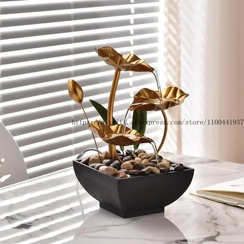 Home Wrought Iron Flowing Water Fountain Office Desktop Flowing Water Ornaments Creative Home Decorations Traditional Fengshui