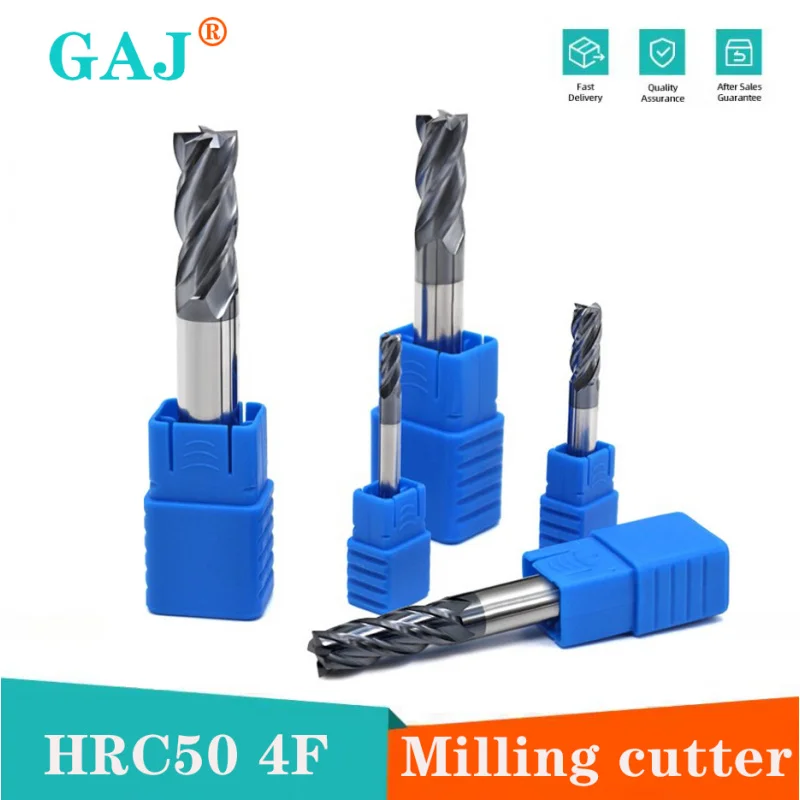 

Cnc HRC50 4-Flute Alloy Coating Flat End Mill Tungsten Steel Carbide Milling Cutter For CNC Mechanical Machining Endmills Tools
