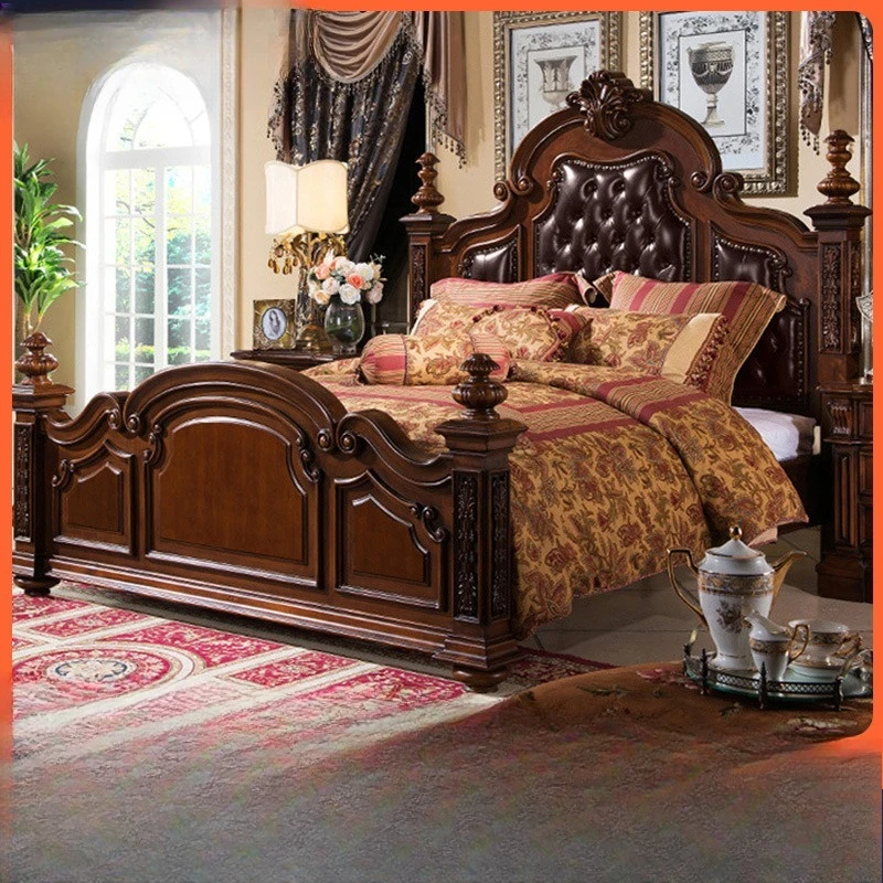 

European leather double bed 1.8 meters 2 meters master bedroom American