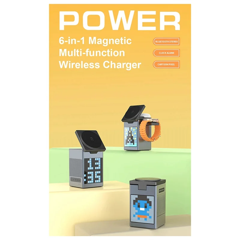 Abki-alto-falante bluetooth 3-em-1 carregador sem fio para iphone 16 15 14 13 12 estação de carregamento rápido para relógio 9 8 7 6 5 4