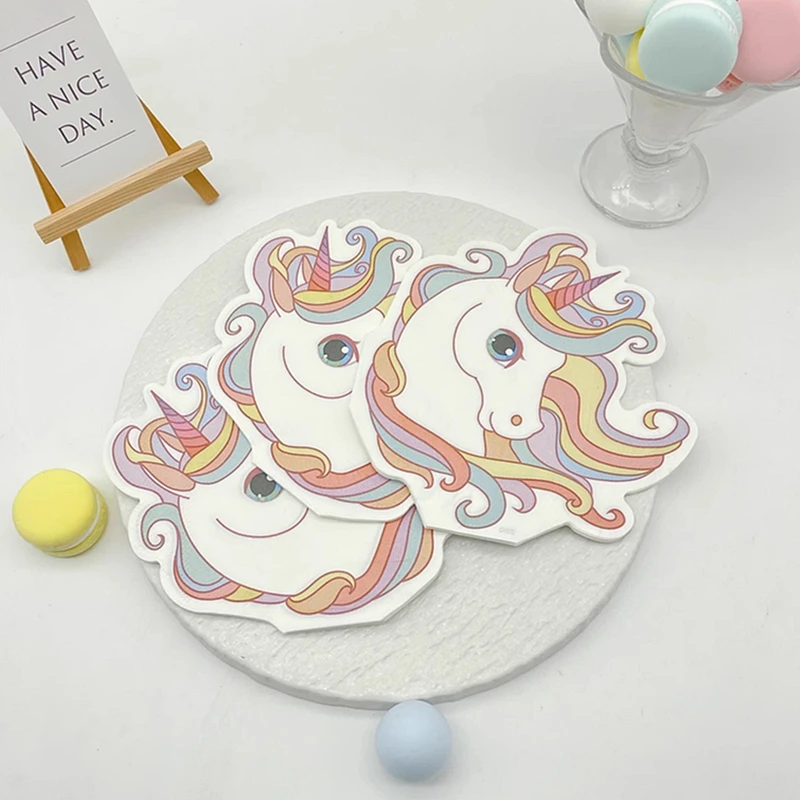 20Pcs/Bag Colourful Unicorn Decoupage Paper Napkins Cute Cartoon Paper Serviettes for Xmas Kids Birthday Party Tableware Decor