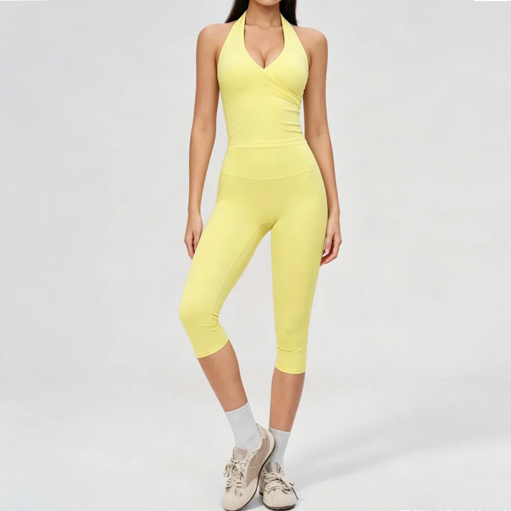 Yoga Set 2PCS Women Tracksuit Sports Set Fitness Outfits Sportswear Workout Clothes Running Capri Pants Gym Suit Athletic Wear