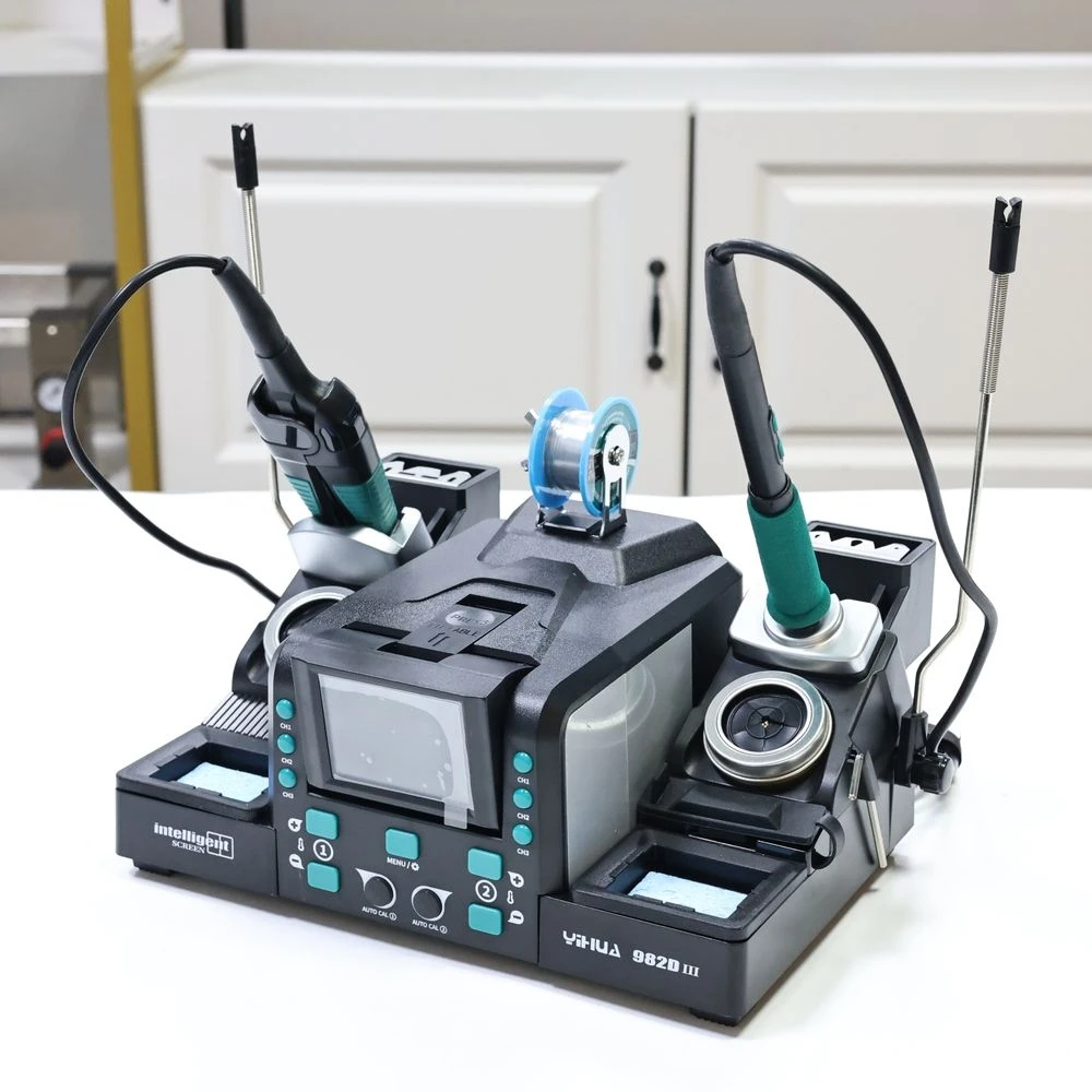 Stazione per saldatore di precisione 982D-III con pinzette per elettronica di saldatura per microscopio, calore rapido, temperatura