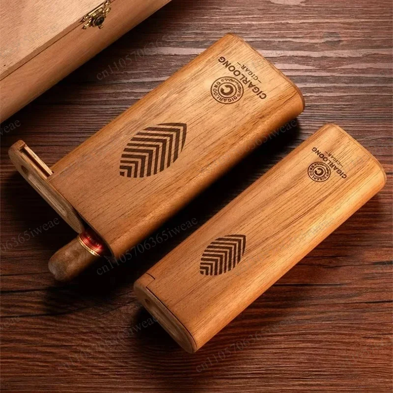 Portable Sliding Cover Cigar Tube Box Humidor Gift Cedar Wood Cigar Case Humidor Box Moisturizing Box Case Wooden Cigar Humidor - view 2