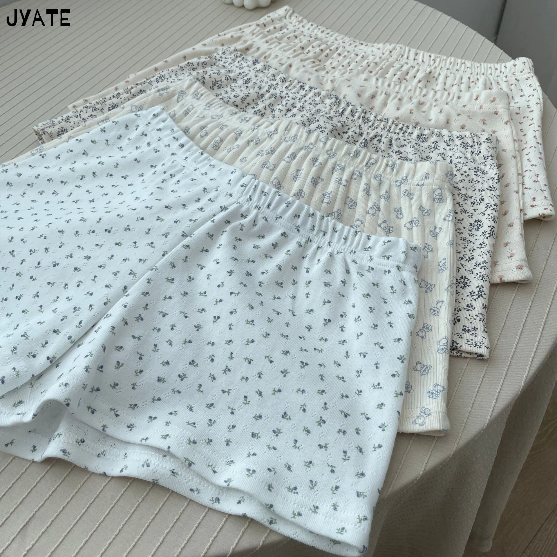 Sweet Floral Print Cotton Short Pants Women New Casual Elastic High Waist Pajama Shorts Female Cute Vintage Preppy Sweatshorts