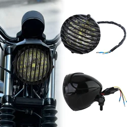 Motorcycle Black Front Headlight Grill Cover Retro Vintage Headlamp For Harley Touring Dyna Sportster 48 72 1200 883