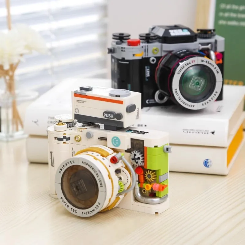 Retro Camera Micro Gemonteerde Bouwstenen Set Creatieve DIY Model Kit Collectible Educatief Vrije tijd Speelgoed Voor Volwassen Kinderen Gift