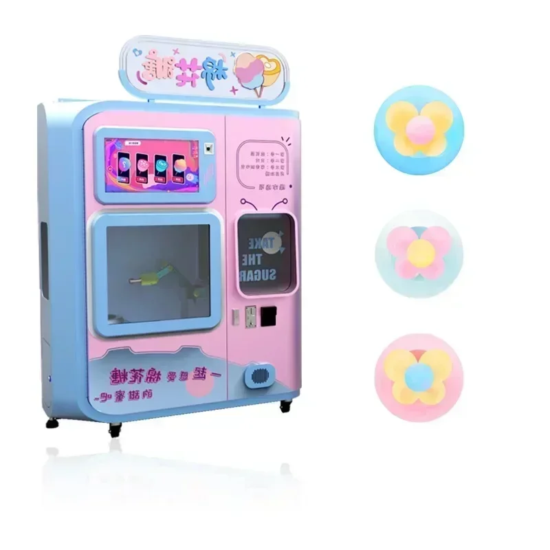 2025 New Commercial Cotton Candy Machine Four Flavors Fully Automatic Cotton Candy Vending Machine