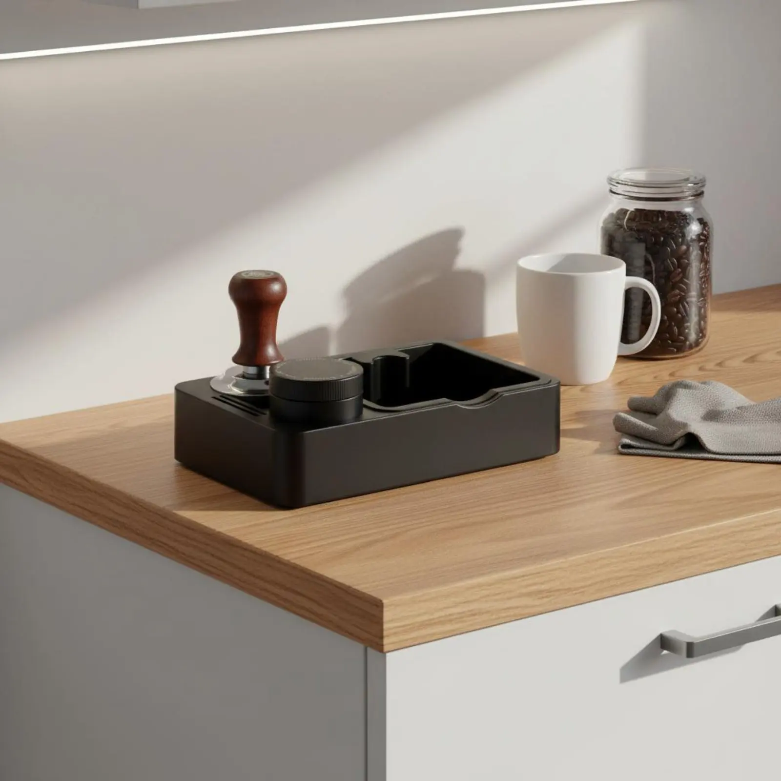 Estación De Apisonado De Espresso Multifunción Con Base Para Portafiltro Y Almacenamiento Integrado Para Encimera — -47%, 25.28€ Coupon, from 27.39€ – 47% descuento – €27.39