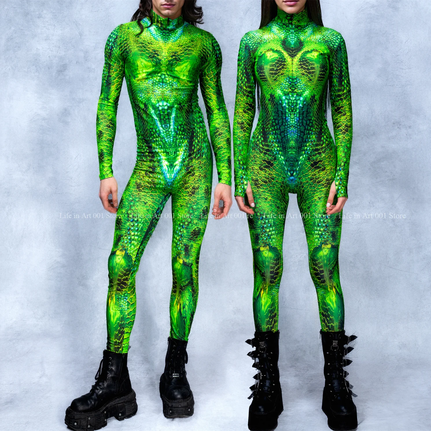 

Мужской и женский зеленый принт кожи ящерицы, косплей, праздничный комбинезон, кибербоди, костюм зентай для пар, костюм для Хэллоуина, фестиваля, вечеринки