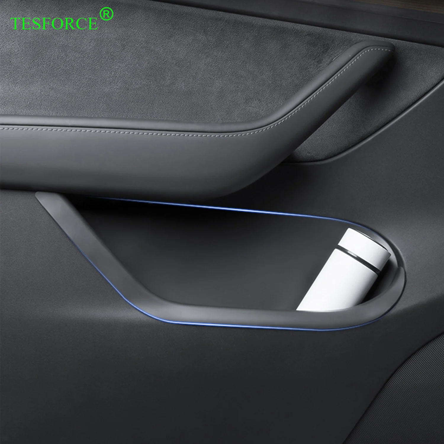 For Tesla Model 3/Y 2017-2023 Door Storage Box Mats Door Slot Mat Door Side Organizer TPE Mats Waterproof Rubber Full Cover