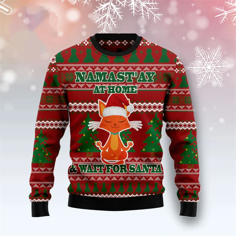 2024 New Yoga Ugly Christmas Sweater For Men Fashion Santa Flamingo Graphic Women Sweatshirt Casual Loose Holiday Xmas Pullovers