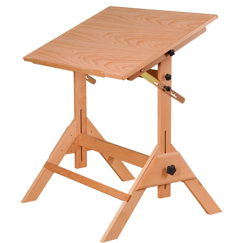 Solid Wood Drawing Table Workbench Architect Adjustable Angle Professional Engineering Drawing