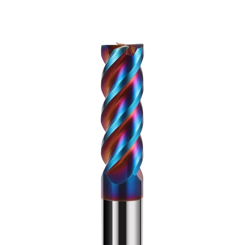 Chowmaster HRC65 Carbide Endmill 1/2/3/4/5/6/7/8/9/10/15/20 mm Blue Coating 4 Flutes Tungsten Steel Milling Cutter for Steel