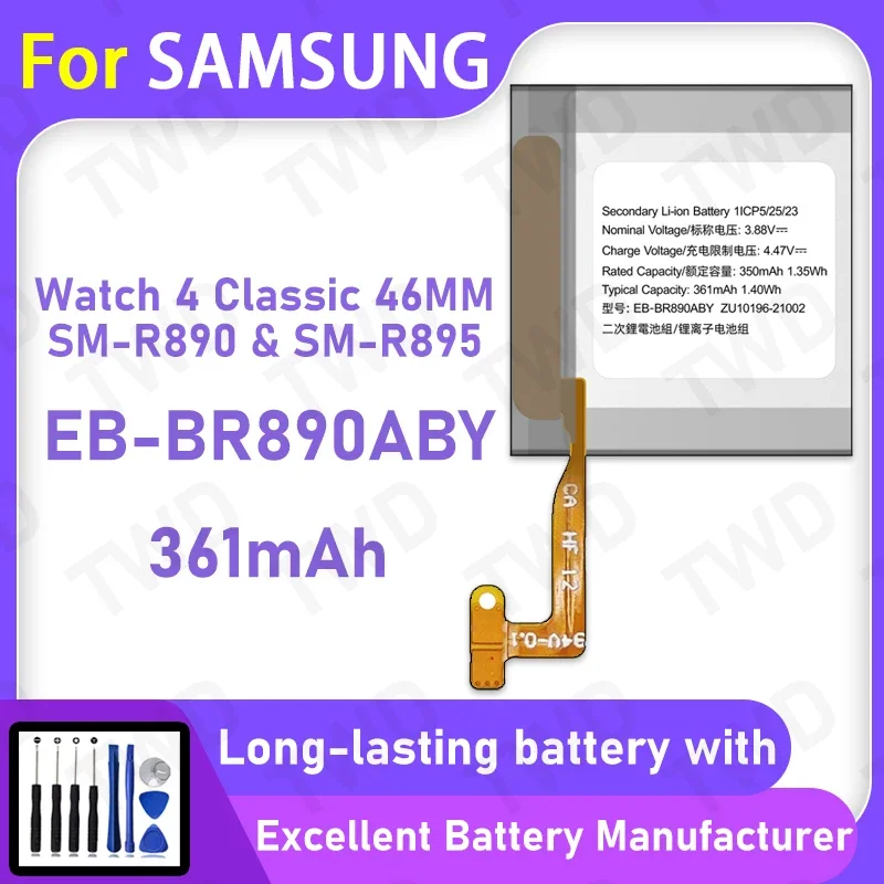 EB-BR880ABY Replacement Battery for Galaxy Watch 4 40mm 42mm R860 R860 W Smartwatch with Included Repair Tools Accessory Kit