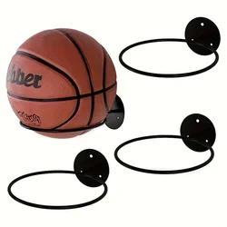 Black metal wall mounted sports ball display rack, basketball, football, volleyball, wall storage rack room decoration