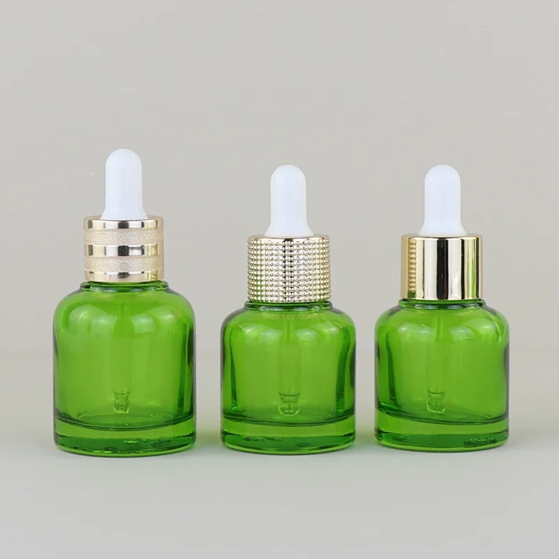 Huile Essentielle en Verre Vert Clair, 10 Pièces, 20ml, 30ml, Essence de Gratitude, Cosmétiques Liquides, Bouteille Mathiée